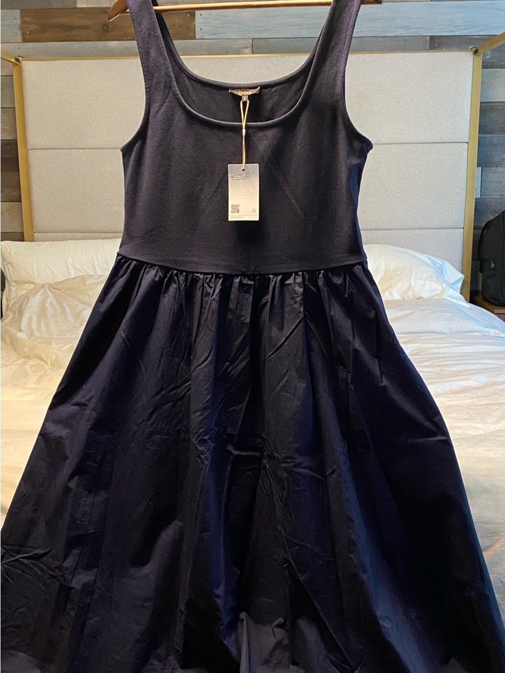 NWT Large Quince Cotton Mixed Media Tank Dress - Navy - Picture 4 of 8